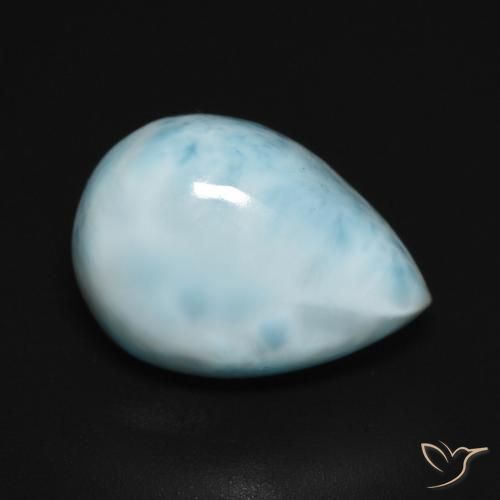 larimar Azul verdoso claro natural de 6.36 ct, En forma de pera, Opaco
