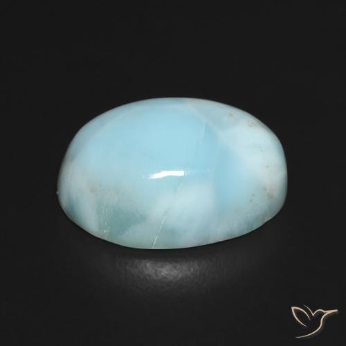 larimar Verde azul natural de 7.63 ct, Ovalada, Opaco
