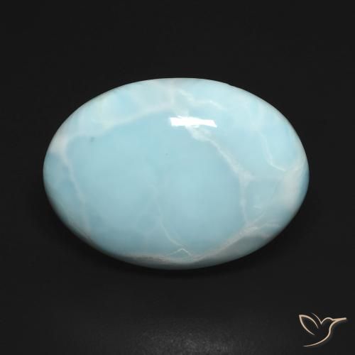 14.16ct Natural Azul verdoso claro larimar, Ovalada, Opaco