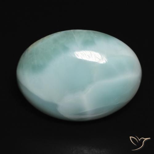 13.77ct Natural Azul verdoso claro larimar, Ovalada, Opaco