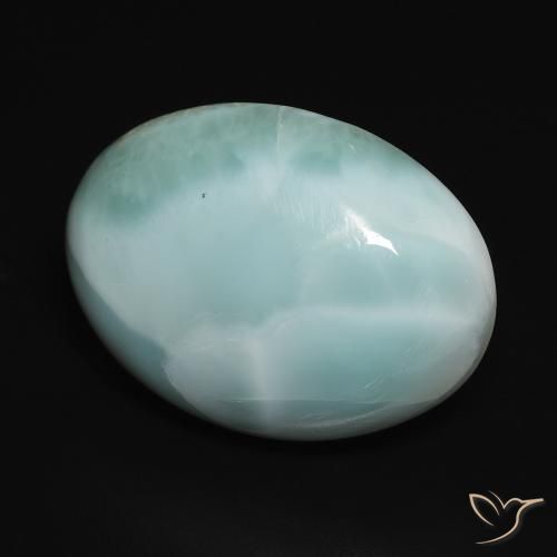 larimar Azul verdoso claro natural de 13.77 ct, Ovalada, Opaco