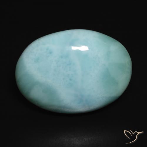13.46ct Natural Azul verdoso claro larimar, Ovalada, Opaco