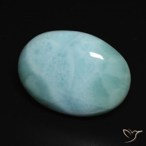 larimar Azul verdoso claro natural de 13.46 ct, Ovalada, Opaco