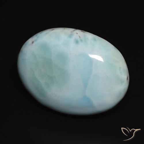 larimar Azul verdoso claro natural de 14.11 ct, Ovalada, Opaco