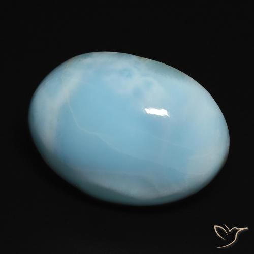 larimar Verde azulado claro natural de 17.89 ct, Ovalada, Opaco