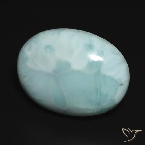 larimar Azul verdoso claro natural de 15.28 ct, Ovalada, Opaco