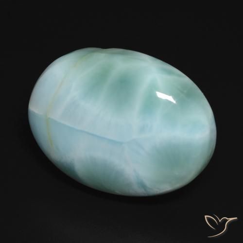 larimar Verde azul natural de 15.85 ct, Ovalada, Opaco