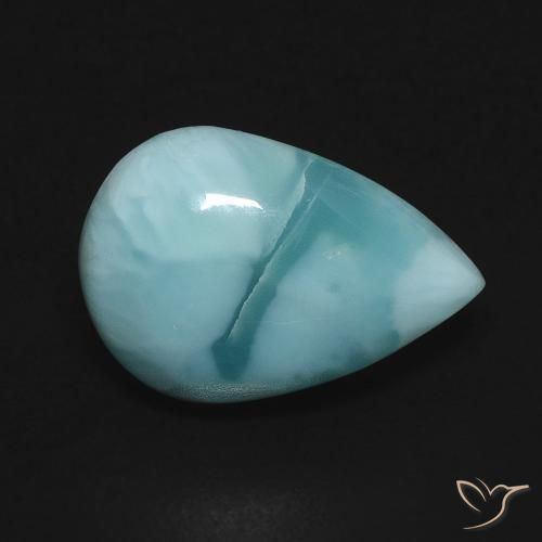 larimar Verde azul natural de 4.90 ct, En forma de pera, Opaco