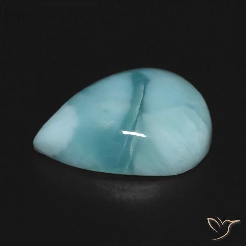 larimar Verde azul natural de 4.90 ct, En forma de pera, Opaco