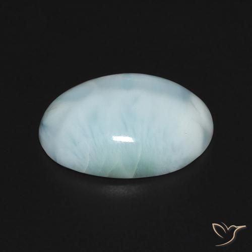 larimar Azul verdoso claro natural de 5.29 ct, Ovalada, Opaco