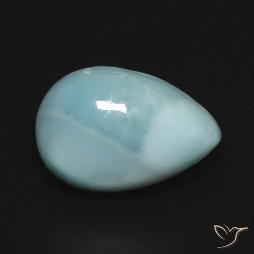 larimar Azul verdoso claro natural de 4.75 ct, En forma de pera, Opaco