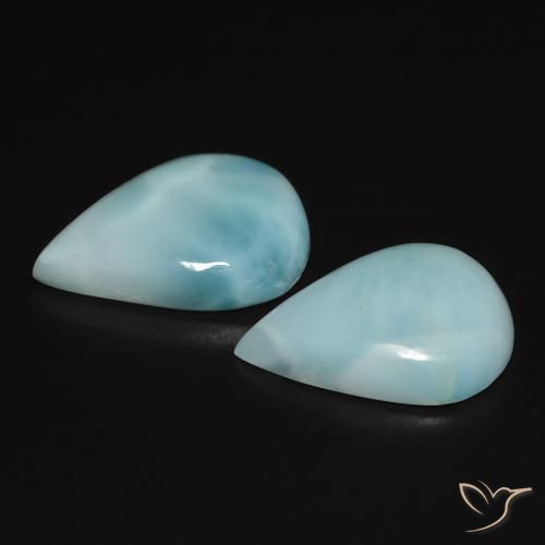 Gemas de larimar Verde azul natural de 7.32 ct, En forma de pera, Opaco