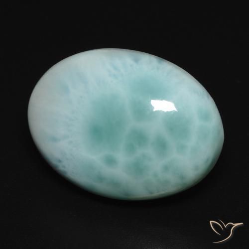 larimar Verde azul natural de 11.26 ct, Ovalada, Opaco