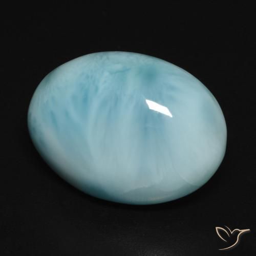 larimar Azul verdoso claro natural de 10.72 ct, Ovalada, Opaco