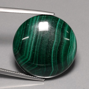 Malaquita verde natural de 42,90 ct, corte redondo, opaco
