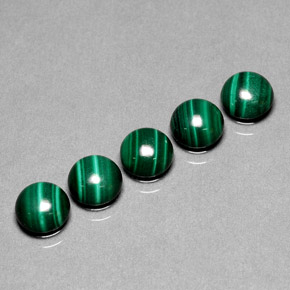 Gemas de malaquita verde natural de  ct, corte redondo, opaco