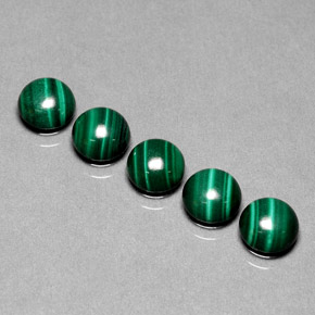 Gemas de malaquita verde natural de  ct, corte redondo, opaco