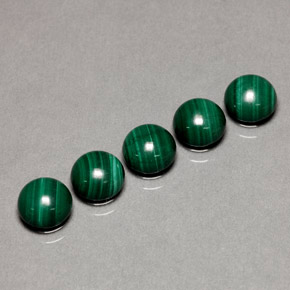 Gemas de malaquita verde natural de  ct, corte redondo, opaco