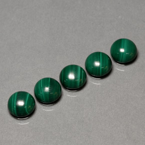 Gemas de malaquita verde natural de  ct, corte redondo, opaco