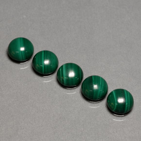 Gemas de malaquita verde natural de  ct, corte redondo, opaco