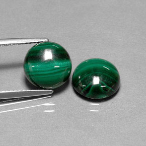 Gemas de malaquita verde natural de  ct, corte redondo, opaco