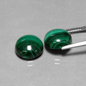 Gemas de malaquita verde natural de  ct, corte redondo, opaco