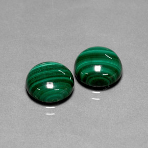 Gemas de malaquita verde natural de  ct, corte redondo, opaco