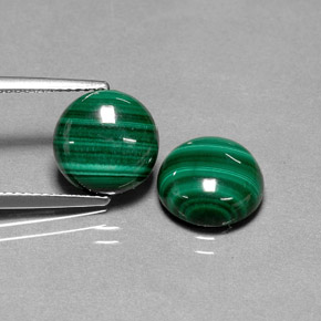 Gemas de malaquita verde natural de  ct, corte redondo, opaco