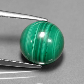 Malaquita verde natural de 6,23 ct, corte redondo, opaco