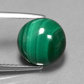 Malaquita verde natural de 5,23 ct, corte redondo, opaco