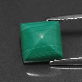 Malaquita verde natural de 3,31 ct, cuadrado, opaco