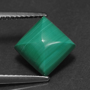 Malaquita verde natural de 3,31 ct, cuadrado, opaco