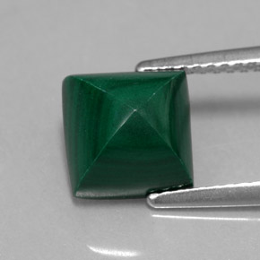 Malaquita verde natural de 3,95 ct, cuadrado, opaco