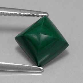 Malaquita verde natural de 3,95 ct, cuadrado, opaco