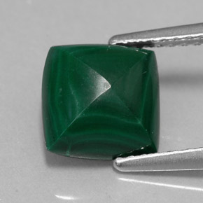 Malaquita verde natural de 2,91 ct, cuadrado, opaco