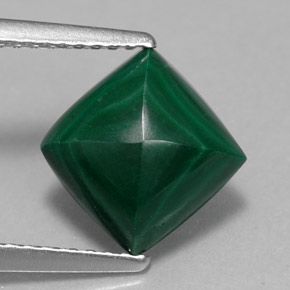 Malaquita verde natural de 2,91 ct, cuadrado, opaco