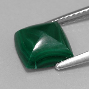 Malaquita verde natural de 2,91 ct, cuadrado, opaco