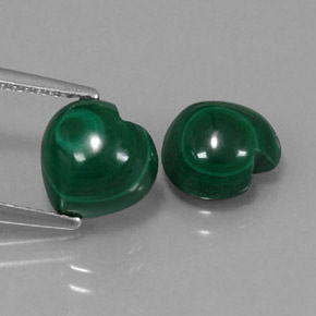 Gemas de malaquita verde natural de  ct, forma de corazón, opaco