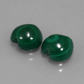 Gemas de malaquita verde natural de  ct, forma de corazón, opaco