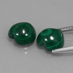 Gemas de malaquita verde natural de  ct, forma de corazón, opaco