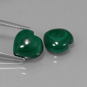 Gemas de malaquita verde natural de  ct, forma de corazón, opaco