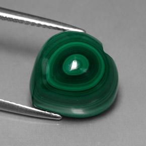 Malaquita verde natural de 12,10 ct, forma de corazón, opaco