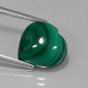 Malaquita Verde multicolor natural de 9.29 ct, Forma de corazón, Opaco