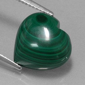 Malaquita verde natural de 9,08 ct, forma de corazón, opaco