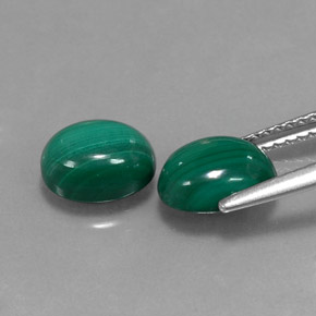 Gemas de malaquita verde natural de  ct, corte óvalo, opaco