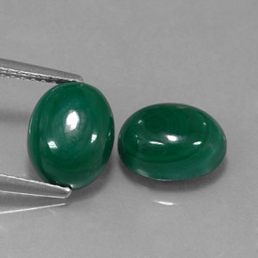 Gemas de Malaquita Verde multicolor natural de  ct, Corte Óvalo, Opaco