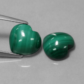 Gemas de malaquita verde natural de  ct, forma de corazón, opaco