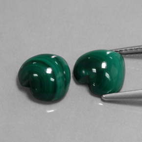 Gemas de malaquita verde natural de  ct, forma de corazón, opaco
