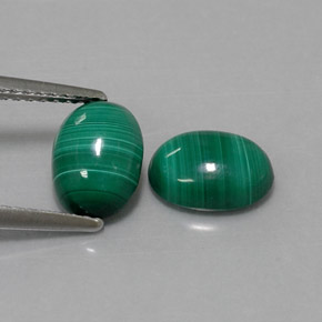 Gemas de Malaquita Verde multicolor natural de  ct, Corte Óvalo, Opaco
