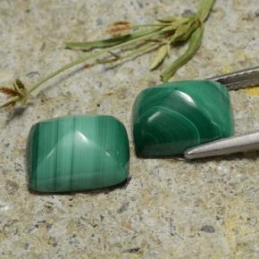 Gemas de malaquita verde natural de 9,44 ct, baguette, opaco